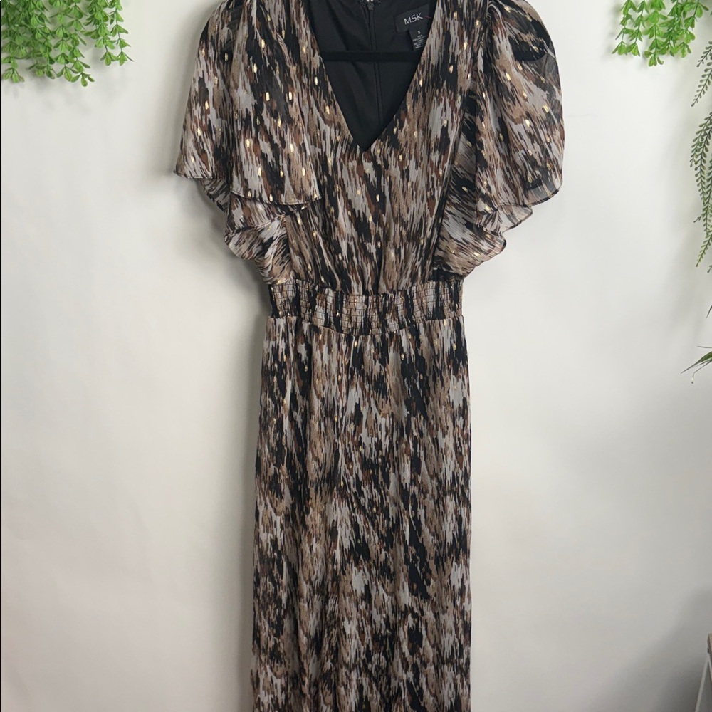 MSK Black and Brown Patterned Jumpsuit